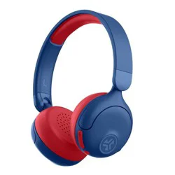 JLab JBuddies Bluetooth Wireless ANC Kids' Headphones - Blue/Red: Over-Ear, Built-In Mic