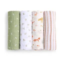 aden + anais essentials 4pk Cotton Muslin Swaddle Blankets - Sage Woodland