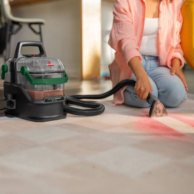 slide 2 of 7, BISSELL Little Green Pet Pro On-Board Tool Portable Carpet Cleaner 3908 15' 4" Cleaning Path Black, 1 ct