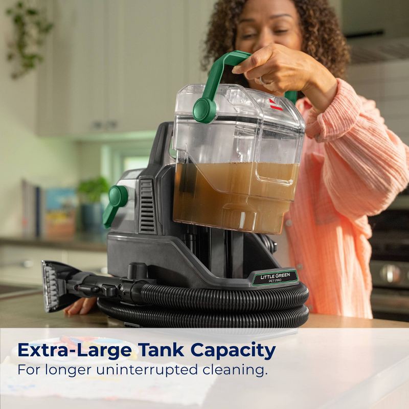 slide 5 of 8, BISSELL Little Green Pet Pro On-Board Tool Portable Carpet Cleaner 3908 - 4" Cleaning Path Black, 1 ct