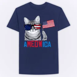 Well Worn Men's Cats America Round Neck T-Shirt - Blue S