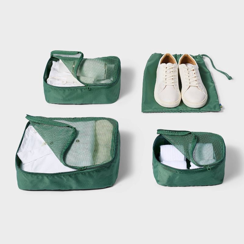 slide 2 of 3, 4pc Packing Cube Set - Open Story™ Green: Travel Luggage Accessories, Zipper Closure, 4 ct