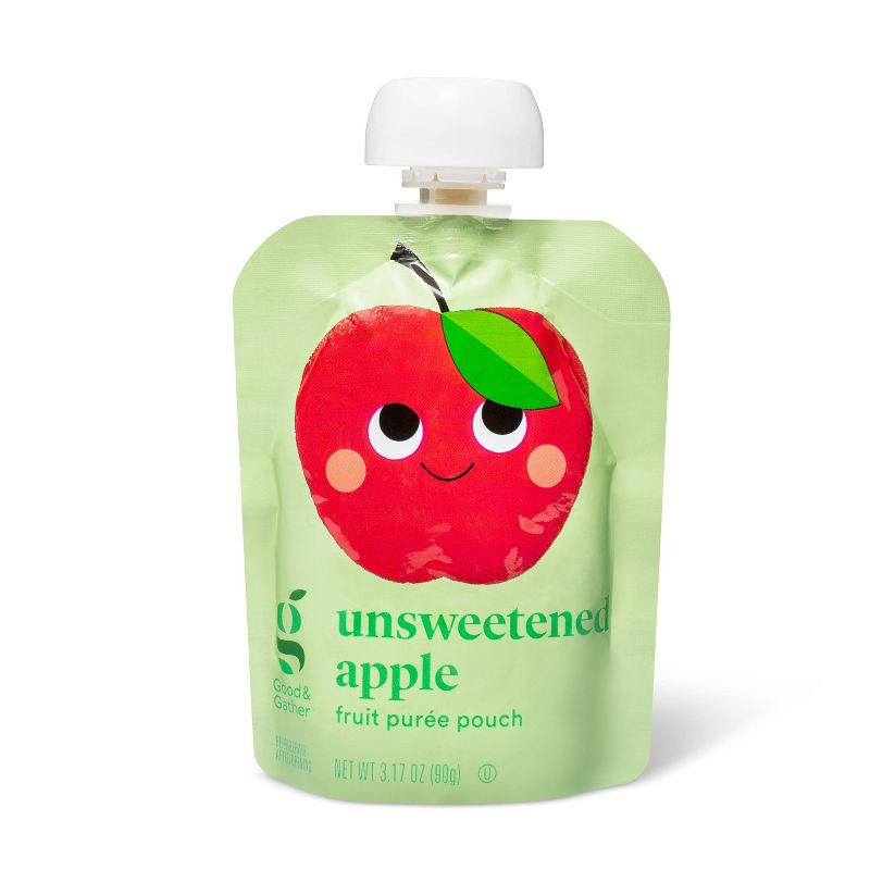slide 4 of 5, Unsweetened Apple Fruit Puree Pouches Applesauce Pouches - 24ct - Good & Gather™ - Good & Gather™, 24 ct