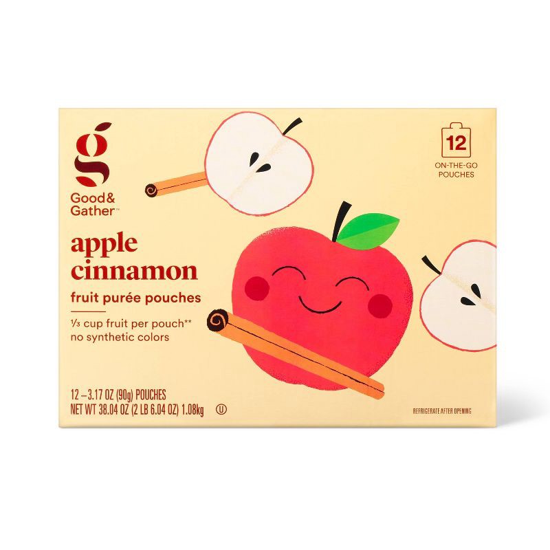slide 1 of 5, Good & Gather Apple Cinnamon Fruit Puree Applesauce Pouches - 12ct - Good & Gather™, 12 ct