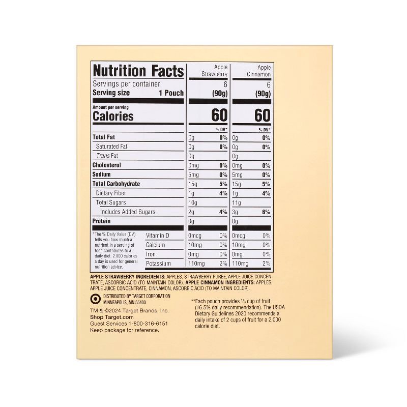 slide 2 of 5, Apple Strawberry and Apple Cinnamon Fruit Puree Applesauce Pouches Variety Pack - 12ct - Good & Gather™, 12 ct