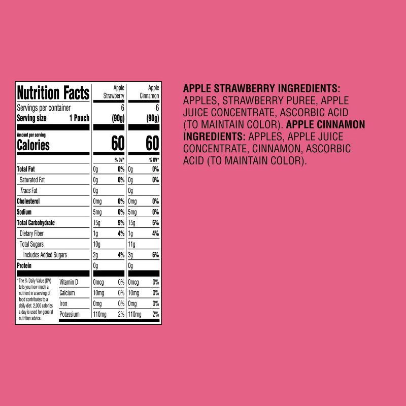 slide 5 of 5, Apple Strawberry and Apple Cinnamon Fruit Puree Applesauce Pouches Variety Pack - 12ct - Good & Gather™, 12 ct
