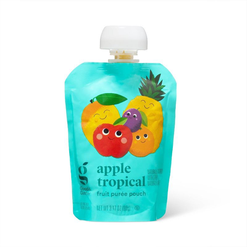 slide 4 of 5, Tropical Apple Fruit Puree Applesauce Pouches - 12ct - Good & Gather™, 12 ct