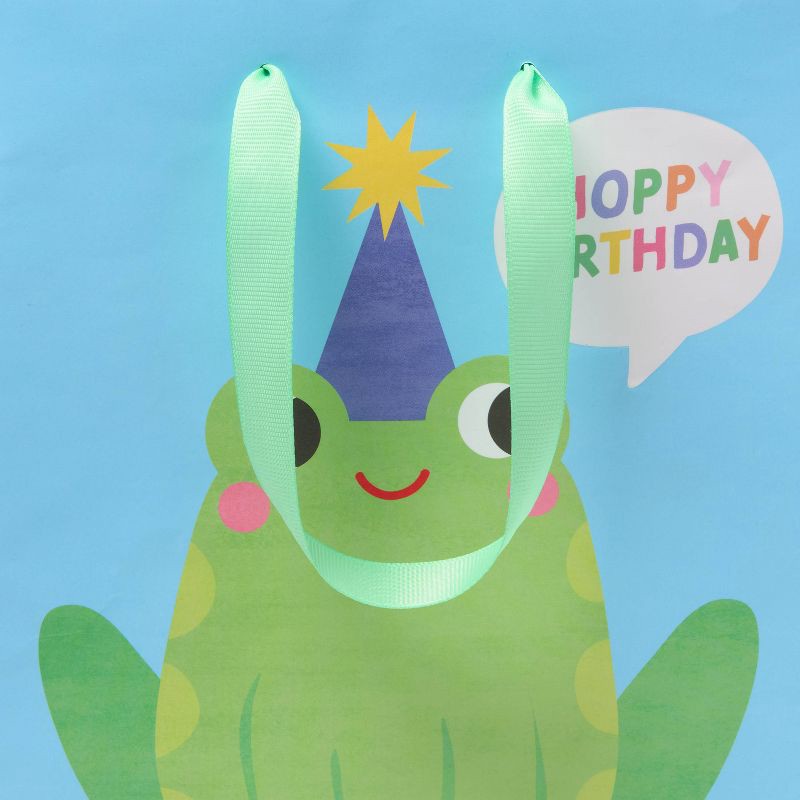 slide 3 of 3, Small 'Hoppy Birthday' Frog Birthday Gift Bag Blue/Green - Spritz™, 1 ct