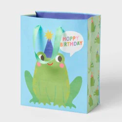 Small 'Hoppy Birthday' Frog Birthday Gift Bag Blue/Green - Spritz™