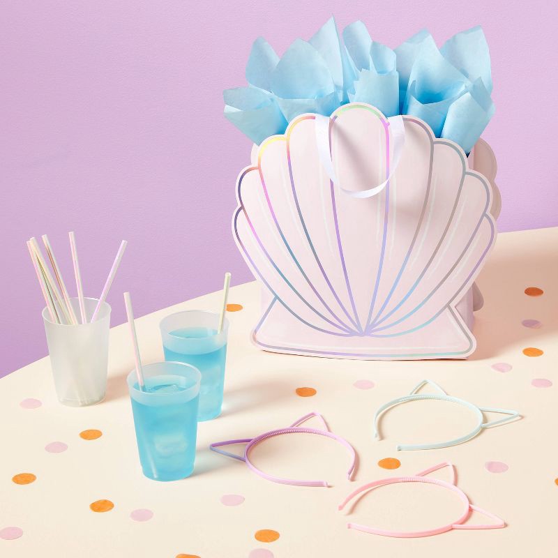 slide 2 of 3, Medium Square Die Cut Shell Birthday Gift Bag Pink - Spritz™, 1 ct