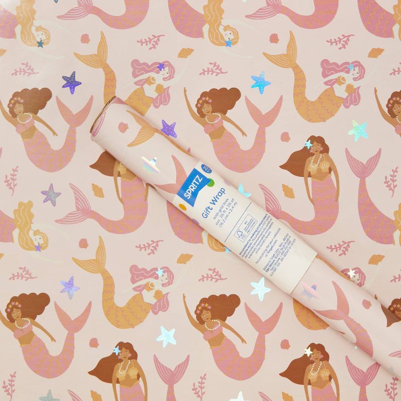 slide 1 of 3, Gift Wrap Mermaids - Spritz™, 1 ct