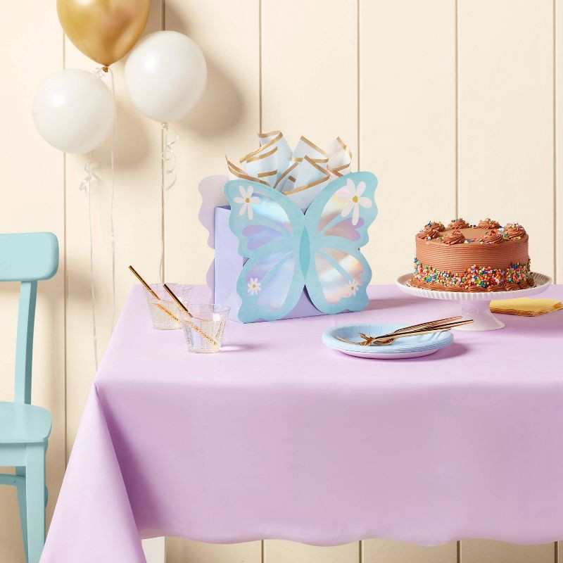 slide 2 of 3, Small Die Cut Butterly Birthday Gift Bag Turquoise - Spritz™, 1 ct