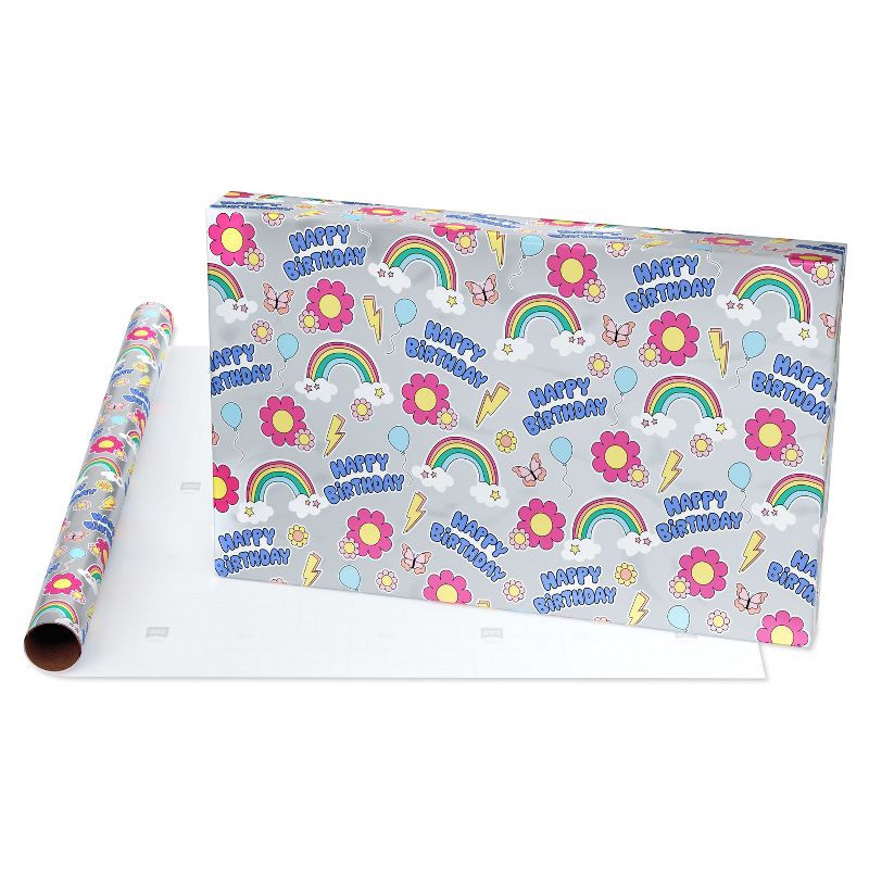 slide 2 of 3, 20 Sq Ft Happy Birthday Icon Wrapping Paper - Spritz™, 20 sq ft