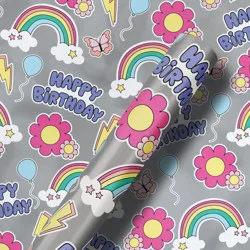 20 Sq Ft Happy Birthday Icon Wrapping Paper - Spritz™