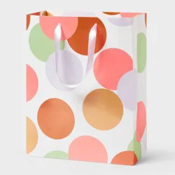 Large Polka Dots Birthday Gift Bag White/Pink/Green - Spritz™