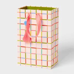 XSmall Jr Tote Grid Pattern Gift Bag with Tassle Colorful - Spritz™