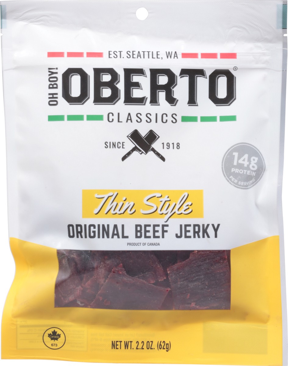 slide 2 of 13, Oberto Beef Jerky Original Thin Style (Bag), 2.2 oz