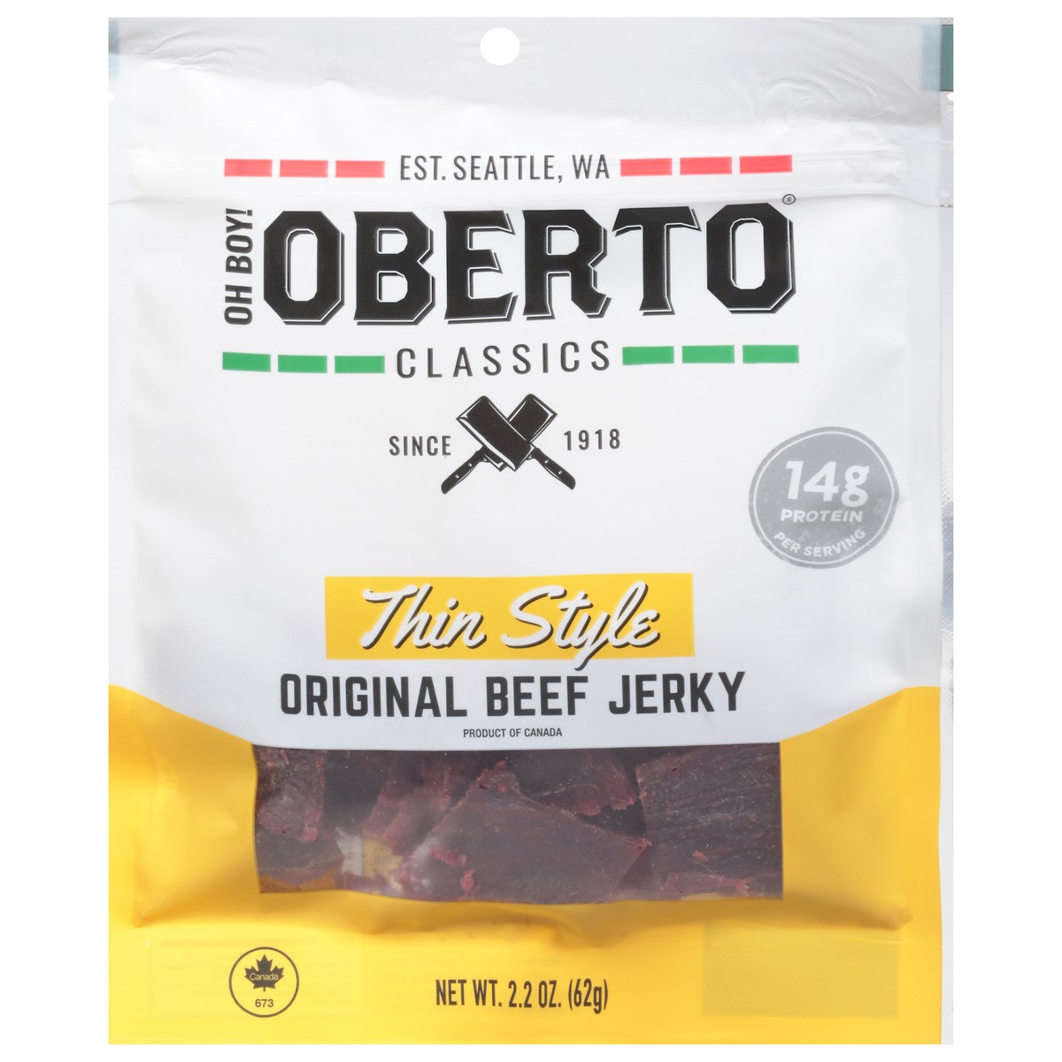 slide 3 of 13, Oberto Beef Jerky Original Thin Style (Bag), 2.2 oz