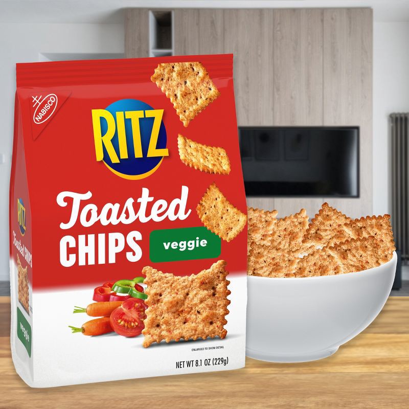 slide 4 of 14, RITZ Toasted Chips Veggie Crackers Party Snacks - 8.1oz, 8.1 oz