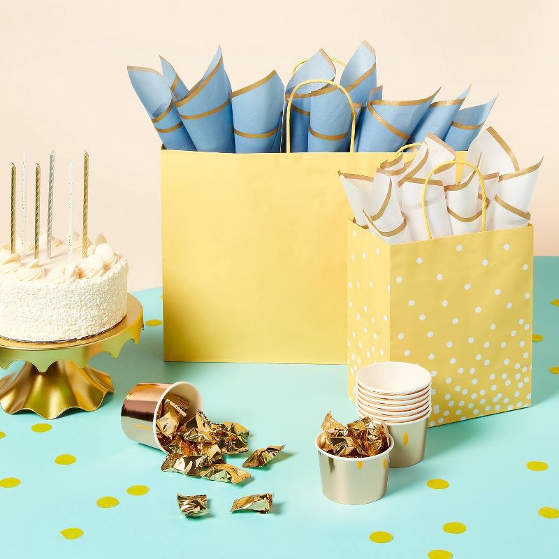 slide 2 of 3, Small Polka Dot Gift Bag Yellow/White - Spritz™, 1 ct