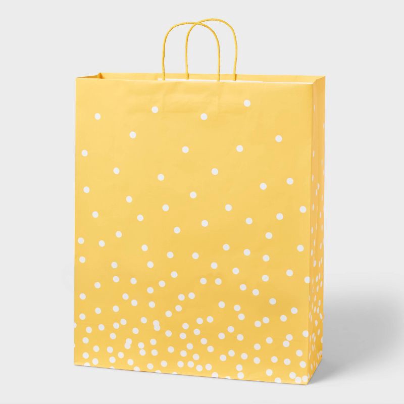 slide 1 of 3, XLarge Polka Dot Gift Bag Yellow - Spritz™, 1 ct