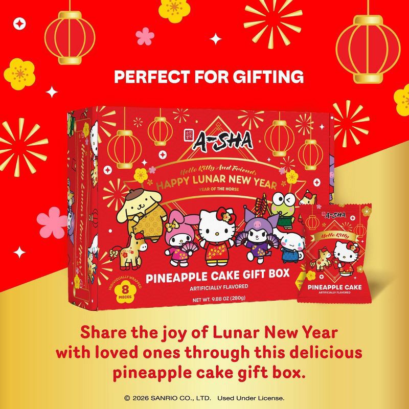 slide 3 of 5, A-Sha Foods USA A-Sha Hello Kitty Lunar New Year Pineapple Cake - 9.88oz/8ct, 9.88 oz, 8 ct