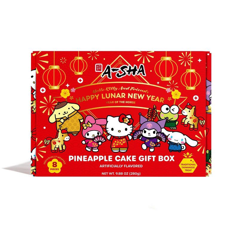 slide 1 of 5, A-Sha Foods USA A-Sha Hello Kitty Lunar New Year Pineapple Cake - 9.88oz/8ct, 9.88 oz, 8 ct