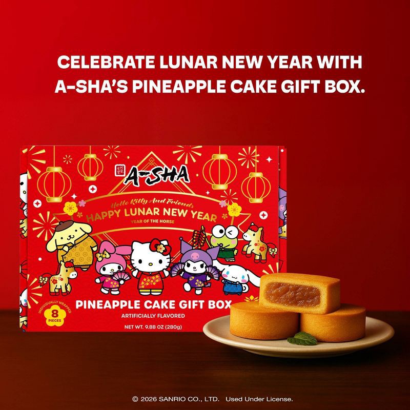slide 5 of 5, A-Sha Foods USA A-Sha Hello Kitty Lunar New Year Pineapple Cake - 9.88oz/8ct, 9.88 oz, 8 ct