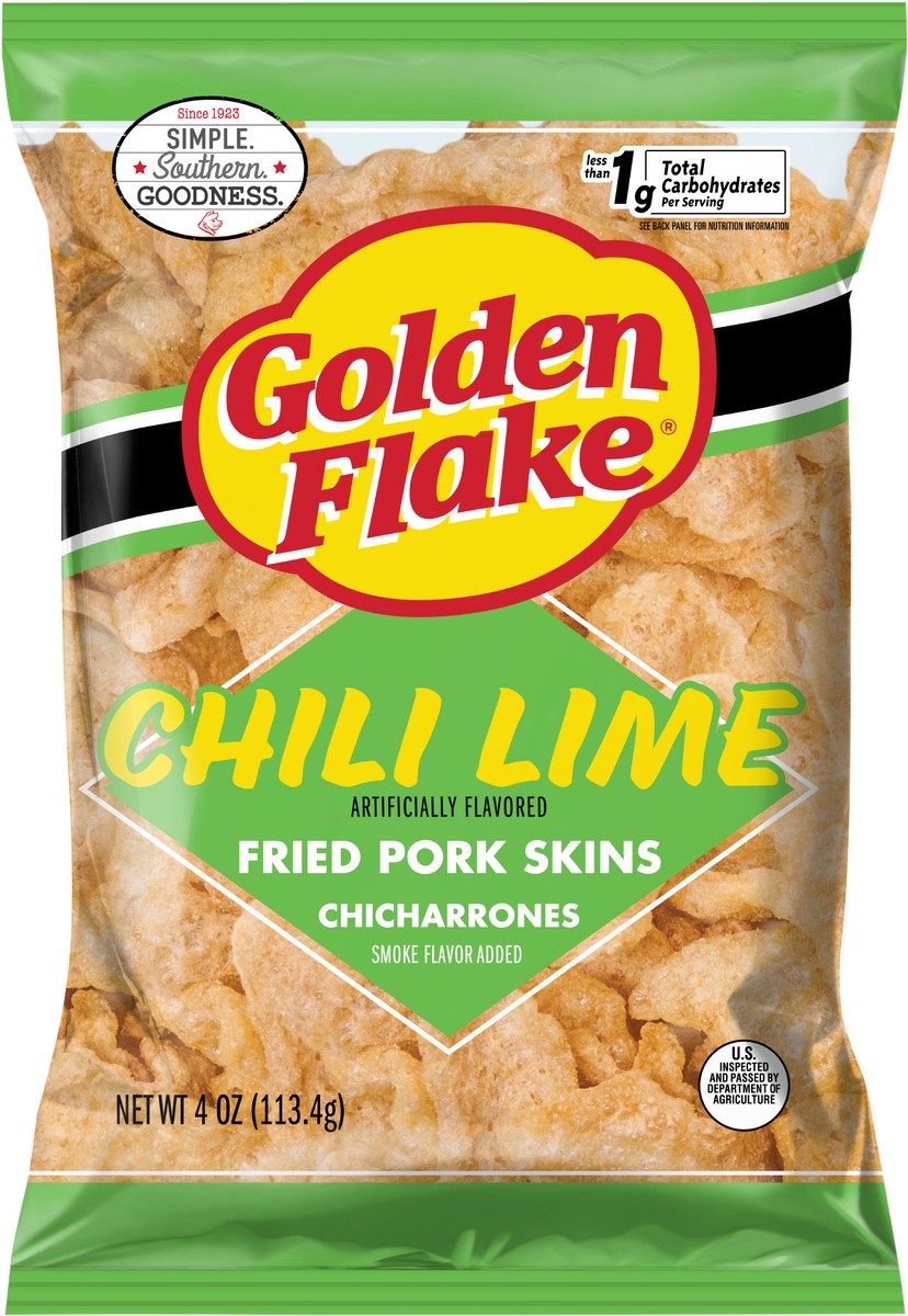 slide 6 of 11, Golden Flake Golden Flake Chili Lime Pork Skin - 4 oz, 4 oz