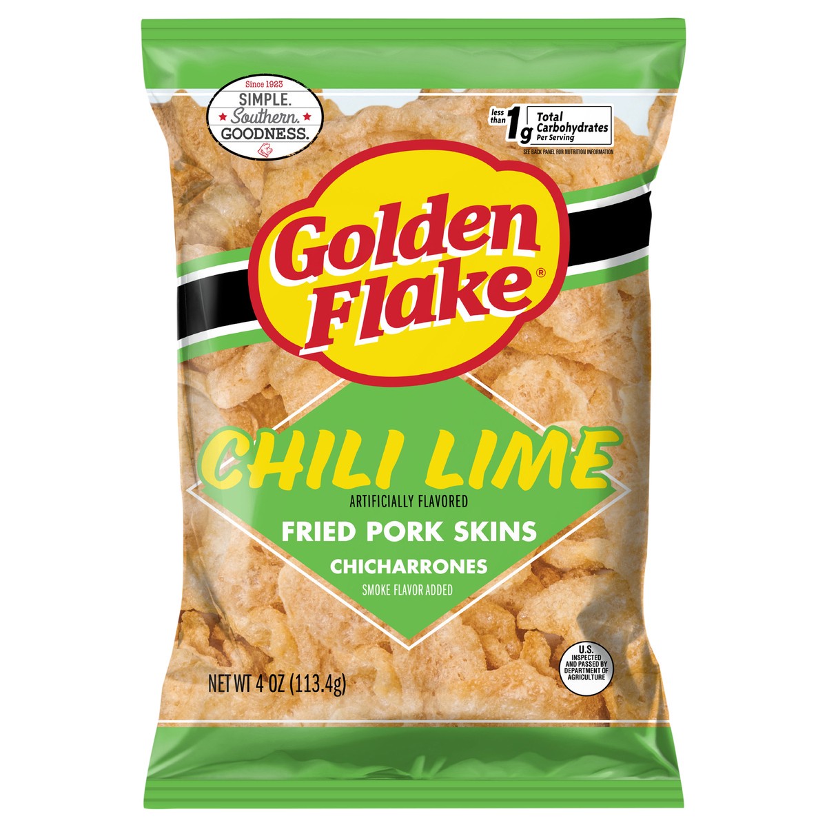 slide 1 of 11, Golden Flake Chili Lime Pork Skin - 4 oz, 4 oz