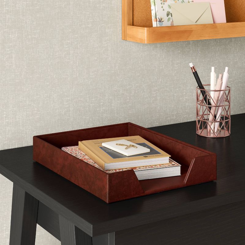 slide 2 of 3, Faux Leather Letter Tray - Threshold™, 1 ct