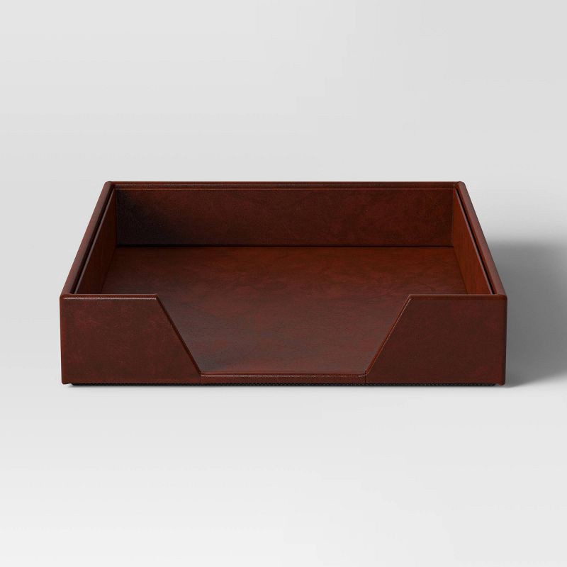 slide 3 of 3, Faux Leather Letter Tray - Threshold™, 1 ct