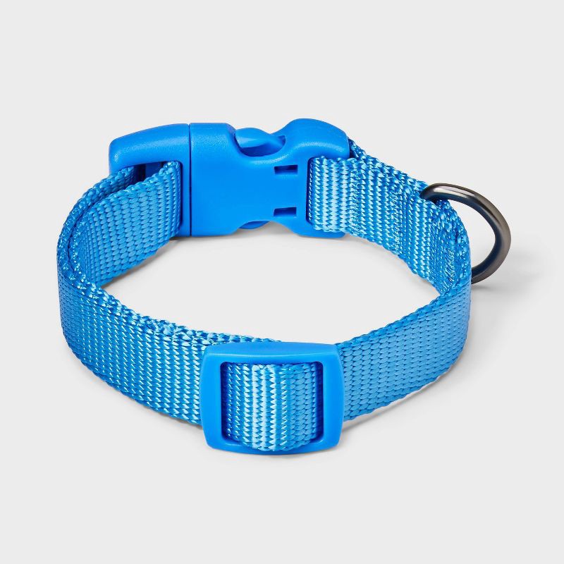 slide 2 of 3, Basic Adjustable Dog Collar with Matching Buckle - S - Blue- Boots & Barkley™, 1 ct