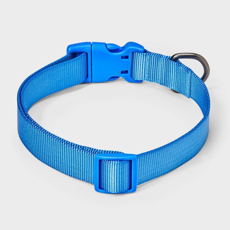 slide 2 of 3, Basic Adjustable Dog Collar with Matching Buckle - M - Blue - Boots & Barkley™, 1 ct