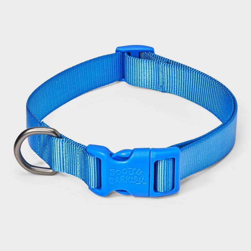 slide 1 of 3, Basic Adjustable Dog Collar with Matching Buckle - M - Blue - Boots & Barkley™, 1 ct