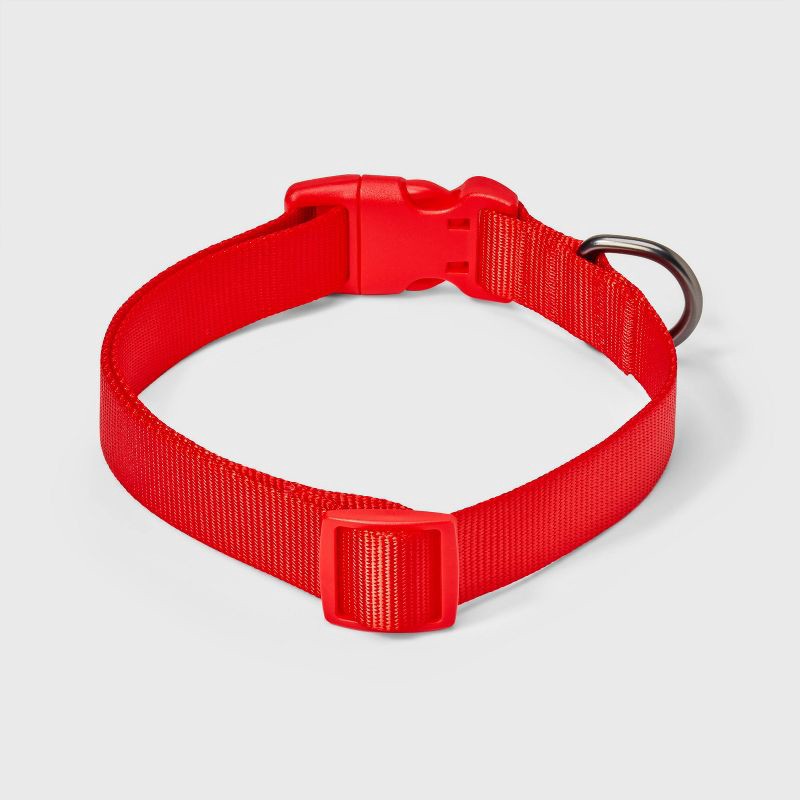 slide 2 of 3, Basic Adjustable Dog Collar with Matching Buckle - M - Red - Boots & Barkley™, 1 ct