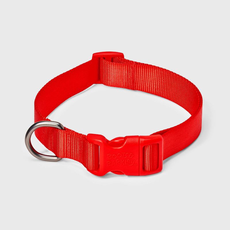 slide 1 of 3, Basic Adjustable Dog Collar with Matching Buckle - M - Red - Boots & Barkley™, 1 ct
