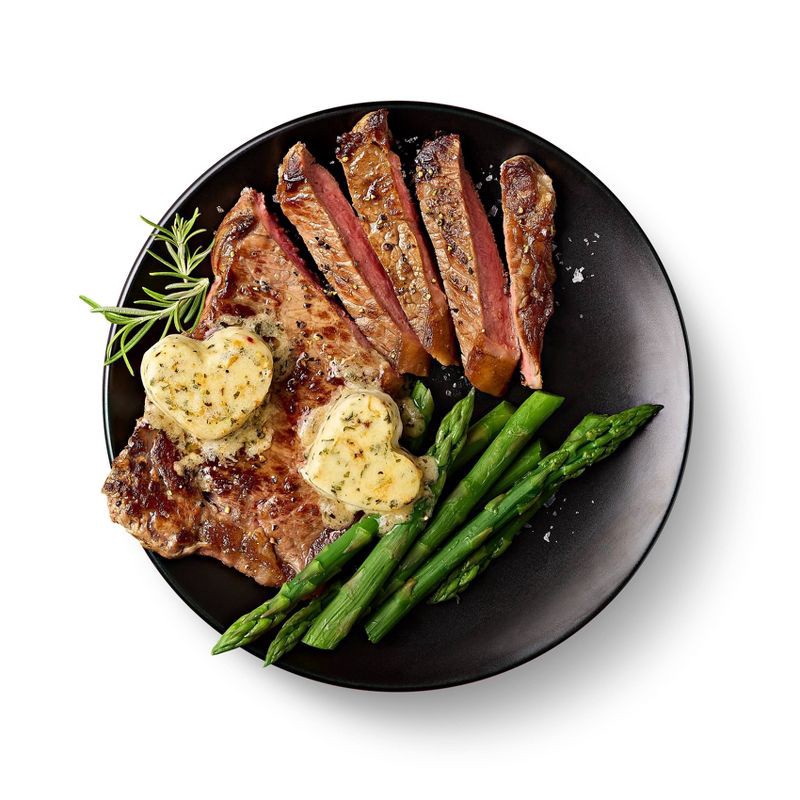 slide 3 of 3, Limited Edition New York Strip Steak with Heart Shaped Garlic Butter - 15oz/2ct - Good & Gather™, 15 oz, 2 ct
