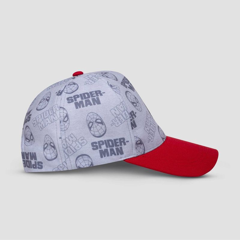 slide 3 of 3, Toddler Boys' Spider-Man Baseball Hat: Gray Canvas, Movie Logo, Back Snap Closure, One Size Fits Most, Spot Clean, 1 ct