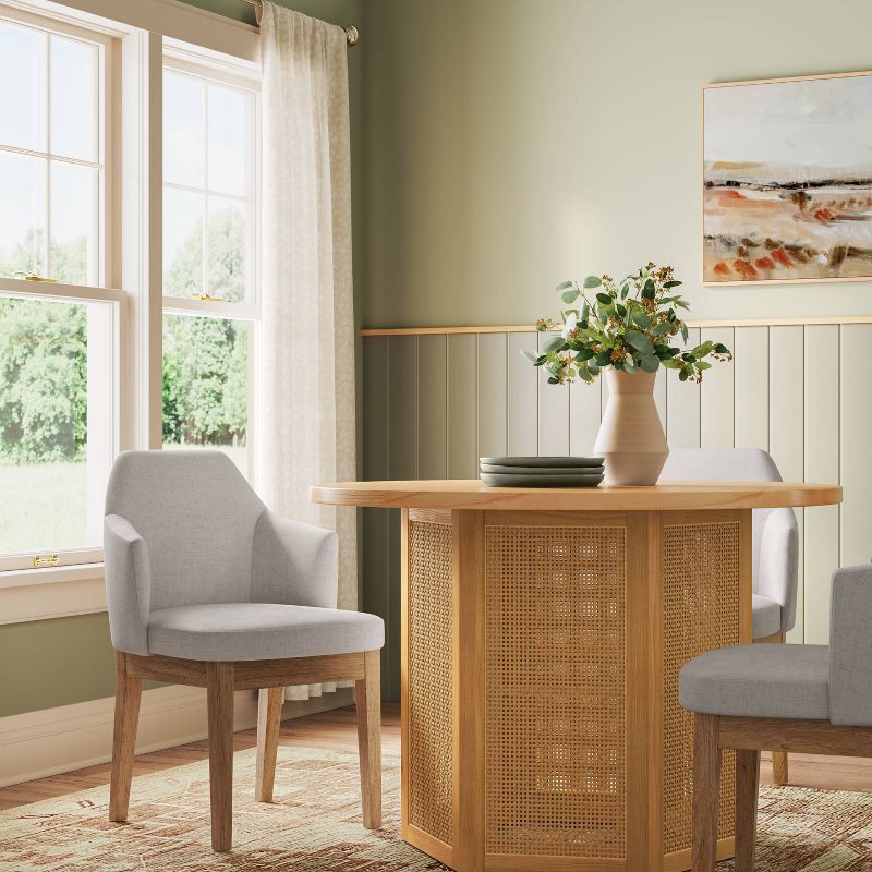 slide 2 of 5, 2pk Kinston Curved Back Upholstered Dining Chair Linen - Threshold™, 2 ct