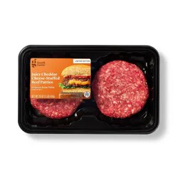 Fresh Juicy Cheddar Cheese-Stuffed Beef Patties - 16oz/2ct - Good & Gather™