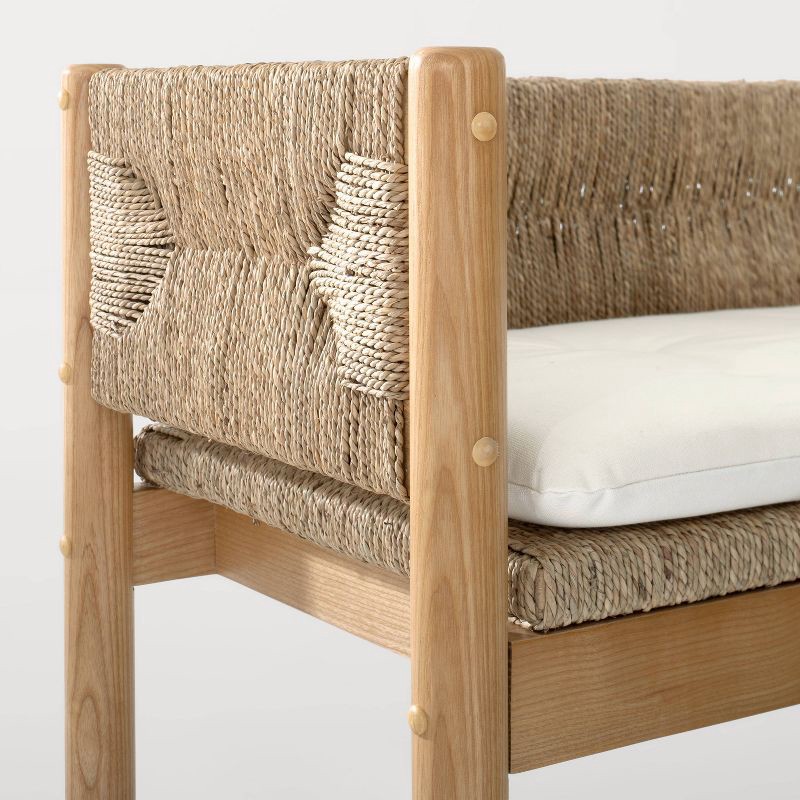 slide 5 of 6, Threshold designed w/Studio McGee Elden Wood Bench with Woven Back and Loose Cushion Seat - Threshold™ designed with Studio McGee Fully Assembled, 1 ct