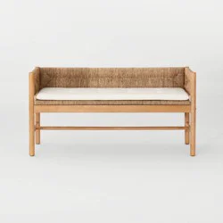 Threshold designed w/Studio McGee Elden Wood Bench with Woven Back and Loose Cushion Seat - Threshold™ designed with Studio McGee Fully Assembled