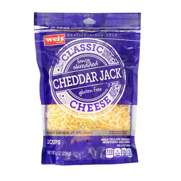 slide 1 of 1, Weis Quality Cheddar Jack  Shredded Cheese, 8 oz