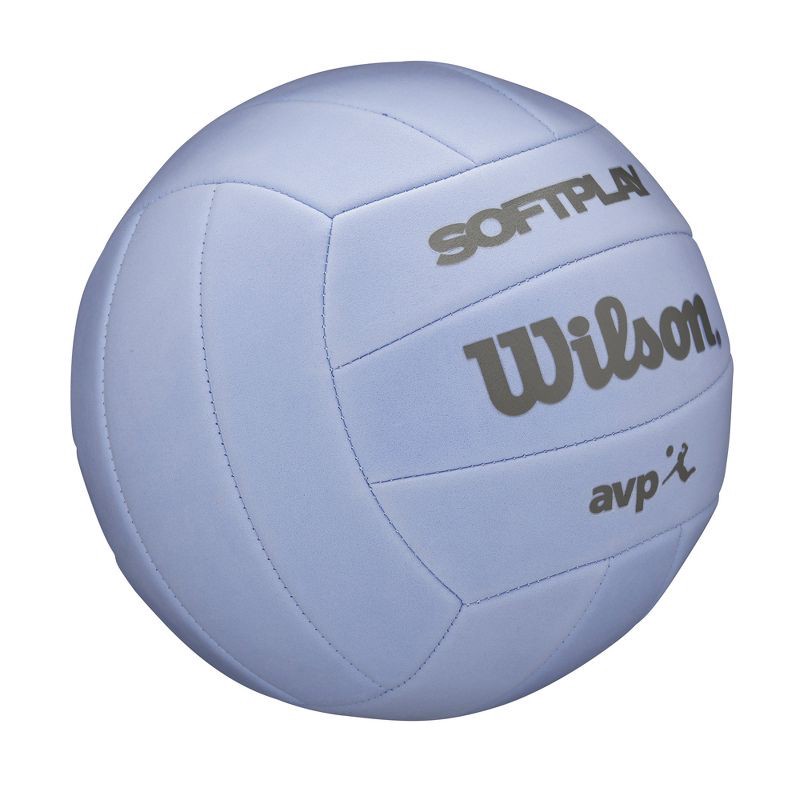 slide 2 of 8, Wilson AVP Soft Play Volleyball - Purple: Synthetic Leather, Size 5, Butyl Bladder, 1 ct