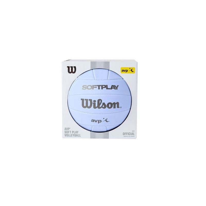 slide 8 of 8, Wilson AVP Soft Play Volleyball - Purple: Synthetic Leather, Size 5, Butyl Bladder, 1 ct