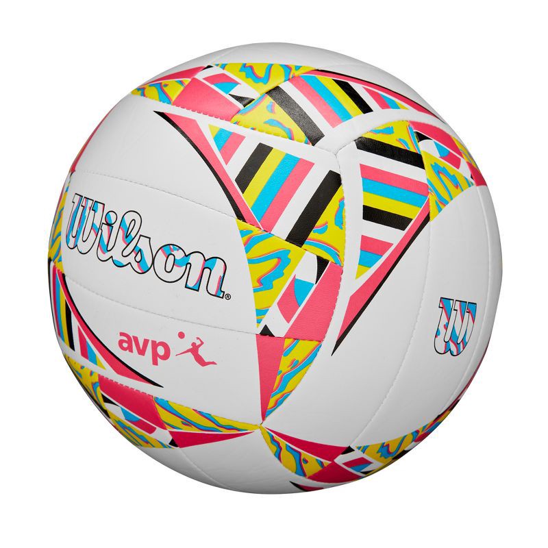 slide 3 of 6, Wilson AVP Movement Volleyball - White/Pink/Yellow: Outdoor TPU Sports Ball, 1 ct