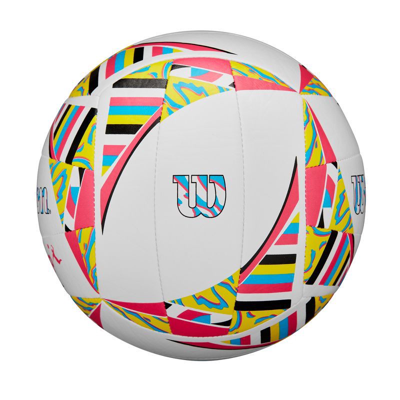 slide 4 of 6, Wilson AVP Movement Volleyball - White/Pink/Yellow: Outdoor TPU Sports Ball, 1 ct