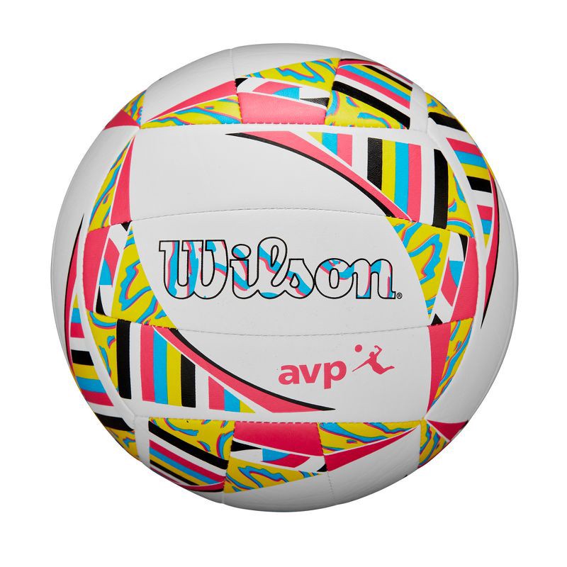 slide 1 of 6, Wilson AVP Movement Volleyball - White/Pink/Yellow: Outdoor TPU Sports Ball, 1 ct