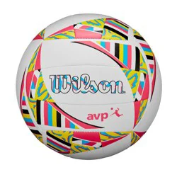 Wilson AVP Movement Volleyball - White/Pink/Yellow: Outdoor TPU Sports Ball